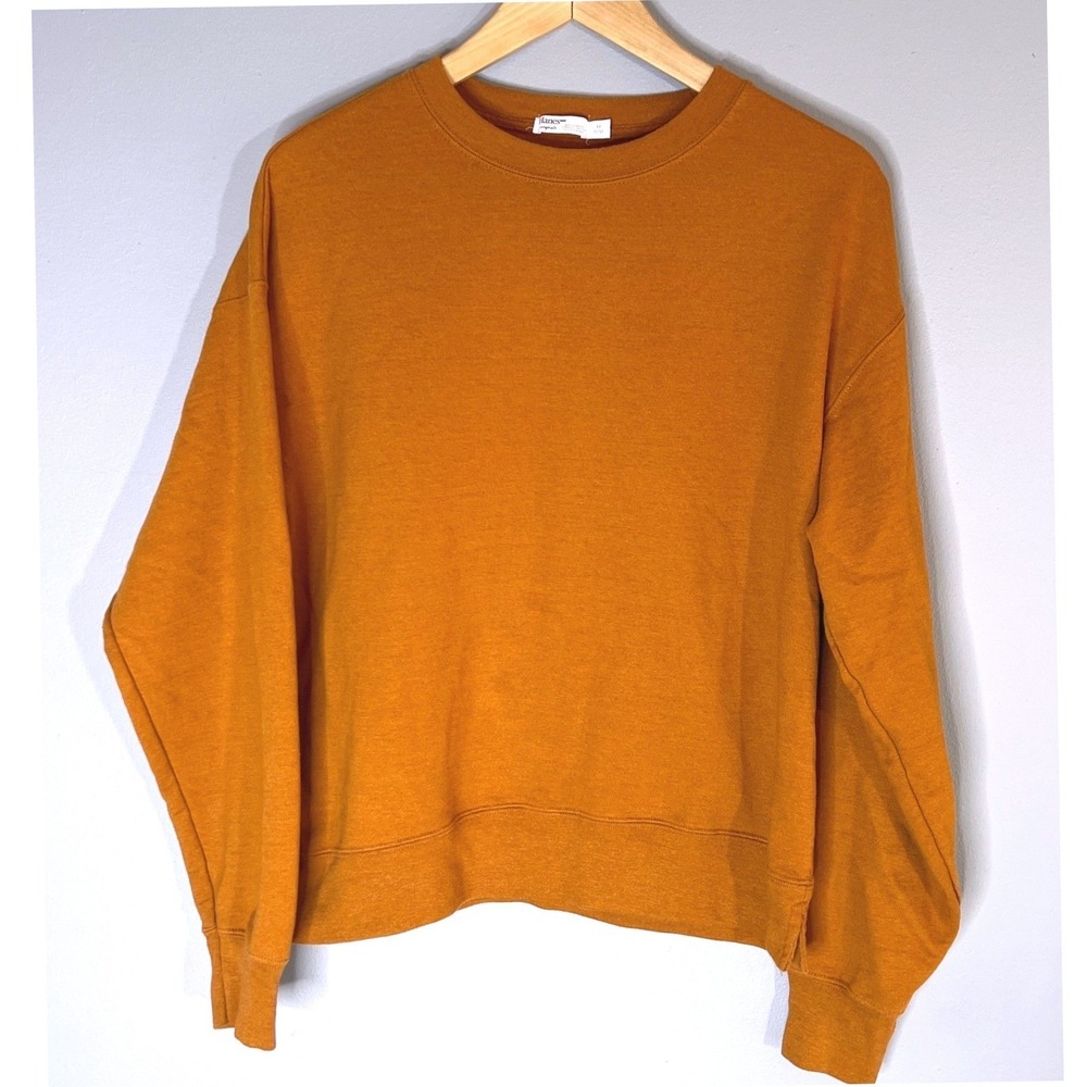 Hanes Originals Crewneck Sweatshirt Rust Orange Long Sleeve Casual Pullover M
